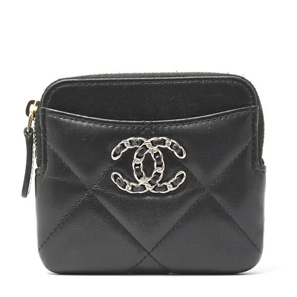 CHANEL Authentic Black Lambskin Leather Wallet